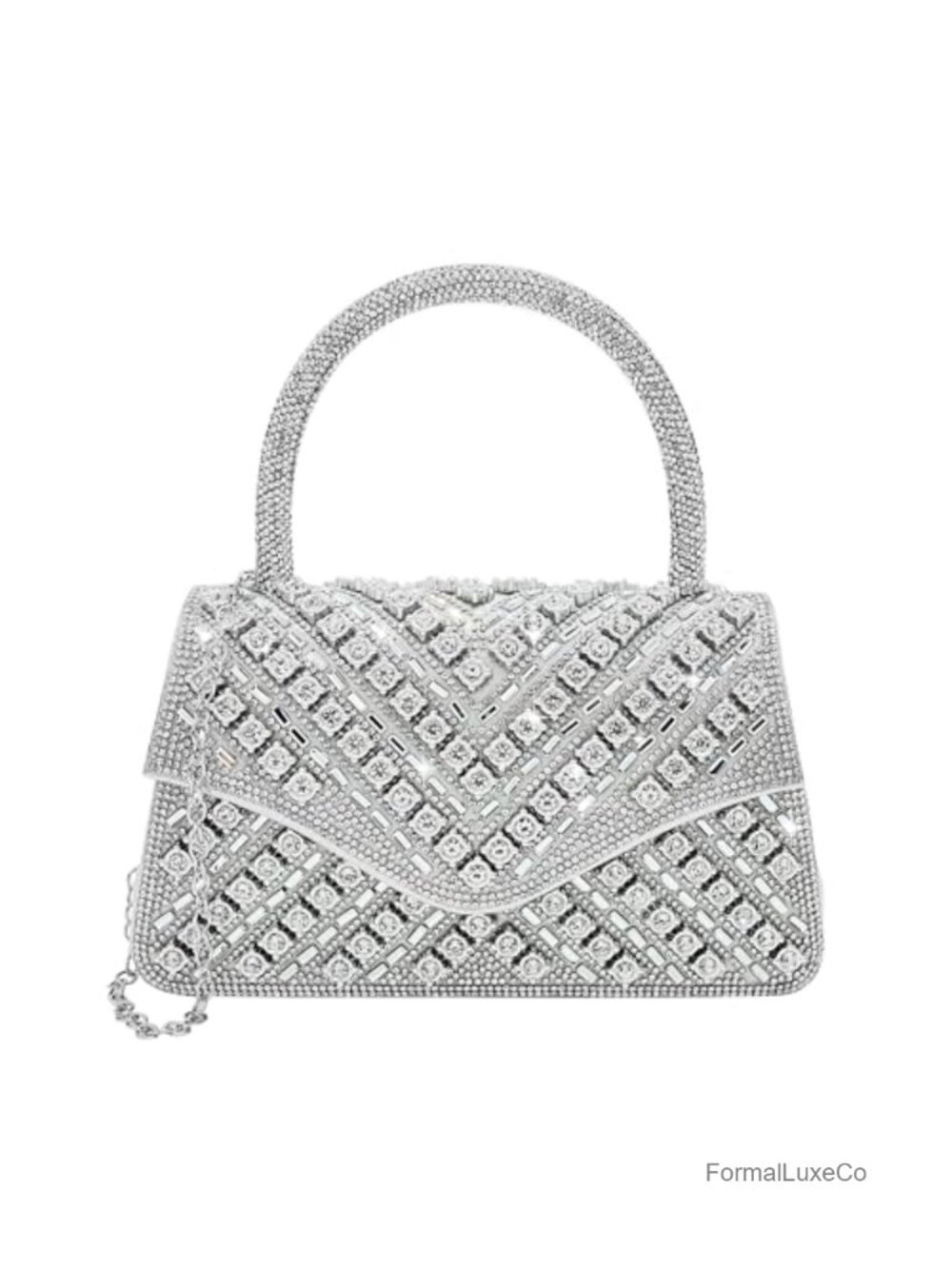 Sparkly Rhinestone Clutch Purse with Chain Crossbody Shoulder Bag